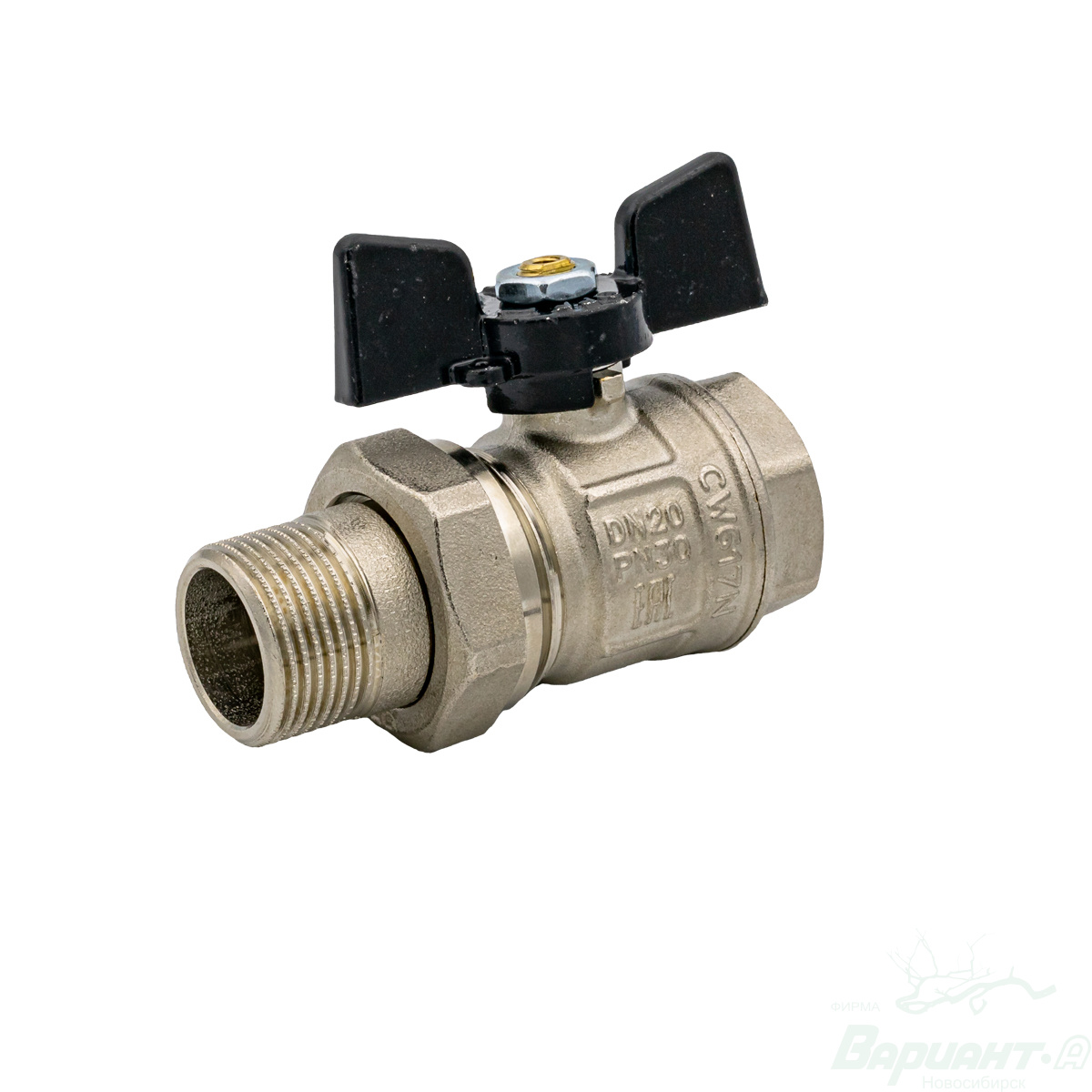 Кран шаровый Bugatti NEW JERSEY 3/4" н.р.-в.р. с накидной гайкой ...