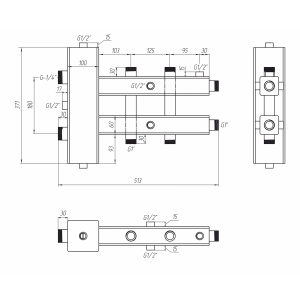 Фото товара «Гидравлический разделитель ZOTA GR4930001223 с коллектором 3 контура. Код 15315», Котельное оборудование и аксессуары