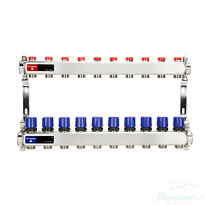 Коллекторная группа для отопления Varmega VM15510 ВР 1", на 10 контуров 3/4" EK. Код 24176 в Новосибирске