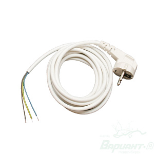 Шнур с вилкой 1,5м (ПВС-3х1) белый. Код 28214 в Новосибирске