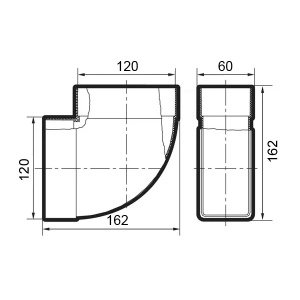 Фото товара «Колено плоское горизонтальное Era 612КГП, 120*60 мм/90°. Код 20017», Воздуховоды