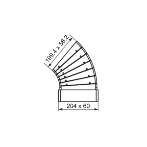 Фото товара «Колено плоское горизонтальное разноугловое Era 612КРП, 120*60 мм/3...48°. Код 20721», Воздуховоды