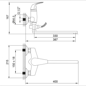 Фото товара «Смеситель Rusant RV1523511-021 для ванны. Код 26754», Смесители для ванны и душа