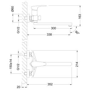 Фото товара «Смеситель Lemark Linara LM0451C для ванны. Код 28988», Смесители для ванны и душа