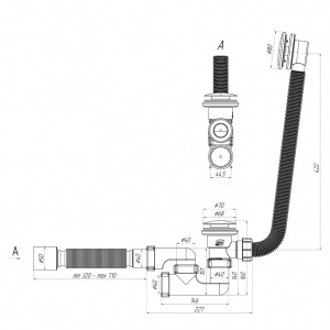 Фото товара «Сифон АНИ EC255GS для ванны click/clack, с гибкой трубой 40/50 . Код 19927», Отводная арматура
