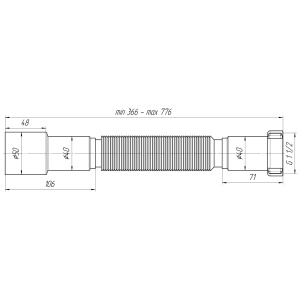 Фото товара «Гибкая труба Ани K106 (1 1/2"-40/50), длина 410-800 мм.. Код 2946», Отводная арматура