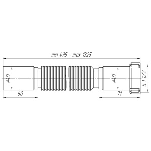 Фото товара «Гибкая труба Ани K114 удлиненная (1 1/2"-40), длина 750-1500 мм.. Код 2947», Отводная арматура