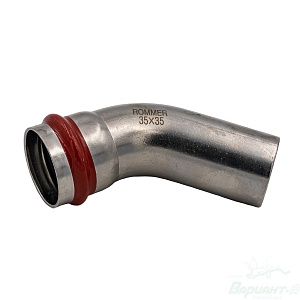 Угольник Varmega Inox Press однораструбный (35a*45°). Код 26387 в Новосибирске