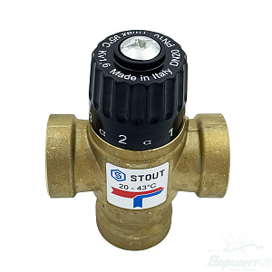 Термостатический клапан Stout (20-43 °C) 3/4" в.р.. Код 21879 в Новосибирске