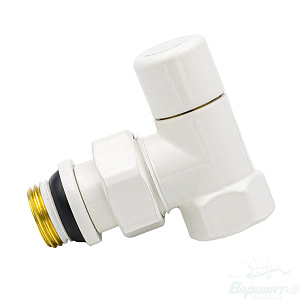 Фото товара «Запорный радиаторный клапан Varmega, 1/2", угловой, белый VMDV03-110404. Код 26678», Терморегулирующие вентили