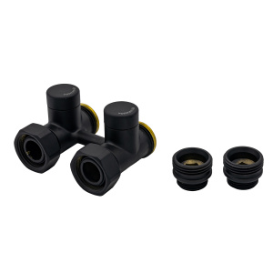 Фото товара «Узел нижнего подключения Varmega 1/2"х3/4"EK (прямой, черный). Код 27696», Терморегулирующие вентили